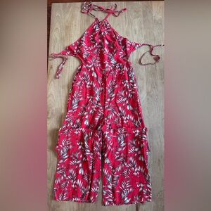 Tropical Red Halter Jumpsuit